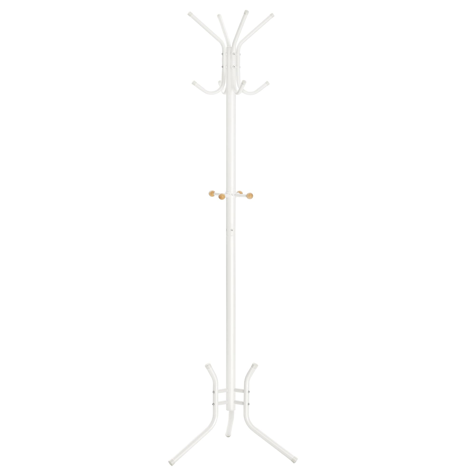 SONGMICS Garderobenständer aus Metall, stabiler Kleiderständer, Garderobe, für Kleidung, Taschen und Hüte, Höhe 178 cm, mit 12 Haken, perlweiß RCR017W01 53.5 x 53.5 x 178H cm Perlweiß 🧥👜🎩