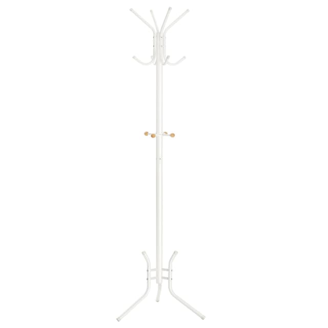 SONGMICS Garderobenständer aus Metall, stabiler Kleiderständer, Garderobe, für Kleidung, Taschen und Hüte, Höhe 178 cm, mit 12 Haken, perlweiß RCR017W01 53.5 x 53.5 x 178H cm Perlweiß 🧥👜🎩