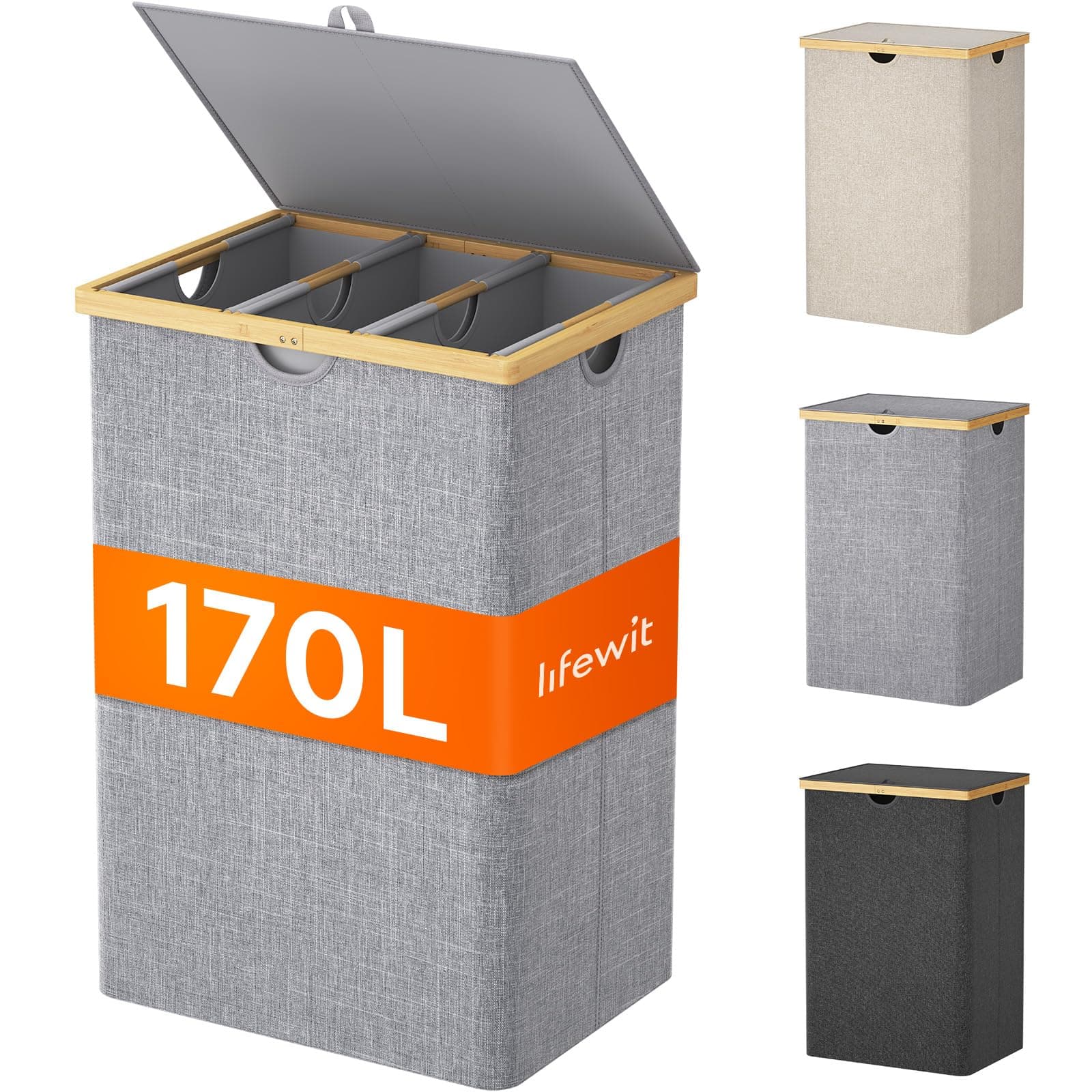 Lifewit 170L Bambus Wäschekorb mit Deckel 🧺🌿
