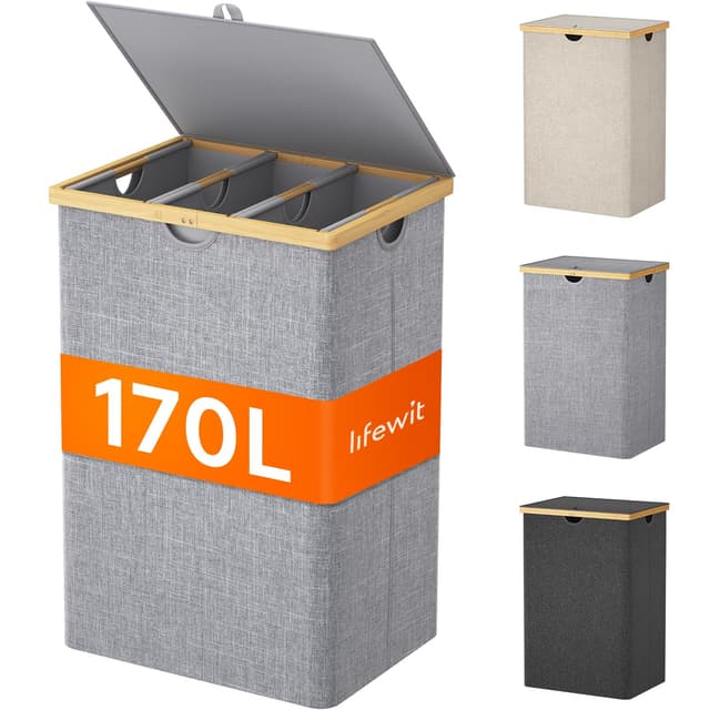Lifewit 170L Bambus Wäschekorb mit Deckel 🧺🌿