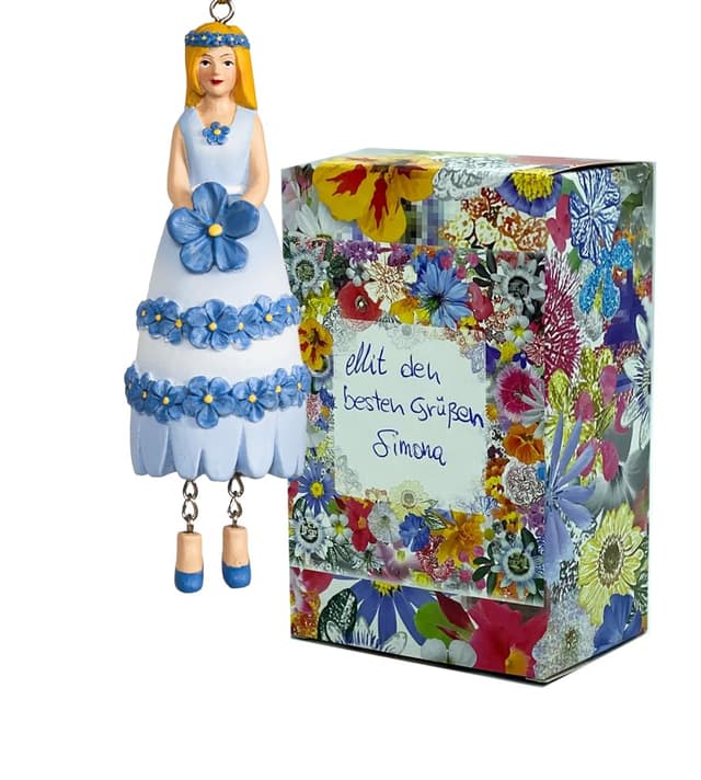 Blumen-Mädchen Vergissmeinnichtmädchen 💐 Elfen-Dekofigur 🧚‍♀️
