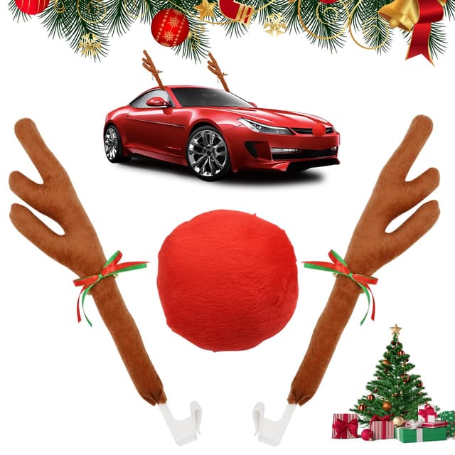 Fosoloni Rentier Auto Deko Weihnachten 🦌🎄 | Geweih Kostüm für Auto