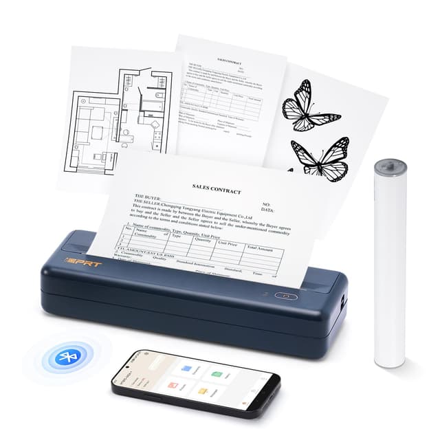 🔥 iDPRT Mobiler Drucker - Thermopapier - Hohe Qualität und Langlebiger Akku - Ultra-portables Design - Vielseitige Kompatibilität - Bluetooth - für Reisen, Büro, Schule - Blau