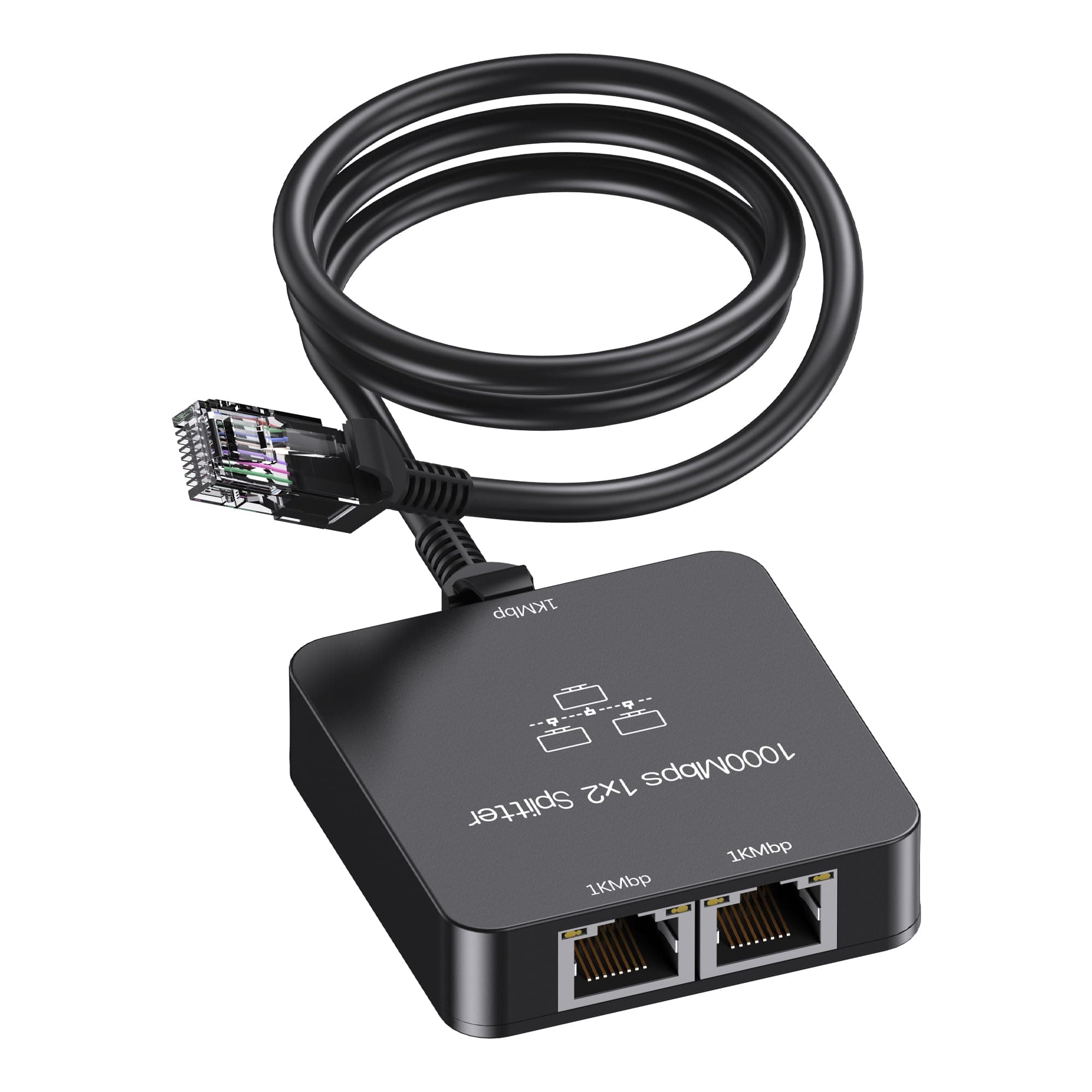 🔌🖱️ UZIFHDHI LAN Splitter 1 auf 2 mit Ethernet Kabel | Gigabit LAN Switch 2 Port 1000Mbps Ethernet Splitter