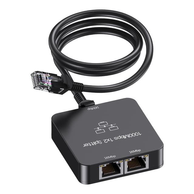 🔌🖱️ UZIFHDHI LAN Splitter 1 auf 2 mit Ethernet Kabel | Gigabit LAN Switch 2 Port 1000Mbps Ethernet Splitter