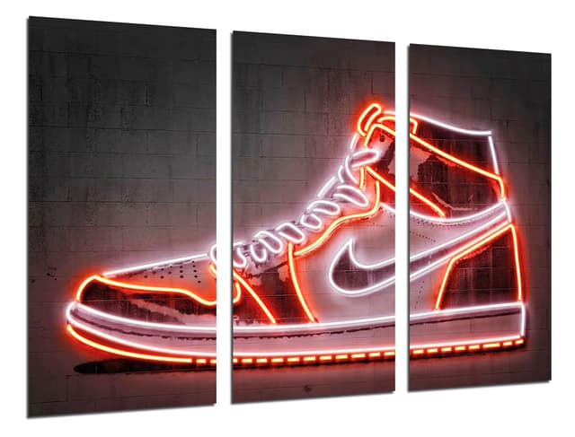🖼️ Cuadros Cámara Set 3 Poster Wanddeko Wohnzimmer Modern Schlafzimmer Schlafzimmer Zimmer Hausschuhe Nike Air Jordan (97 x 62 cm) Modell 2 97L x 62B cm 🎨