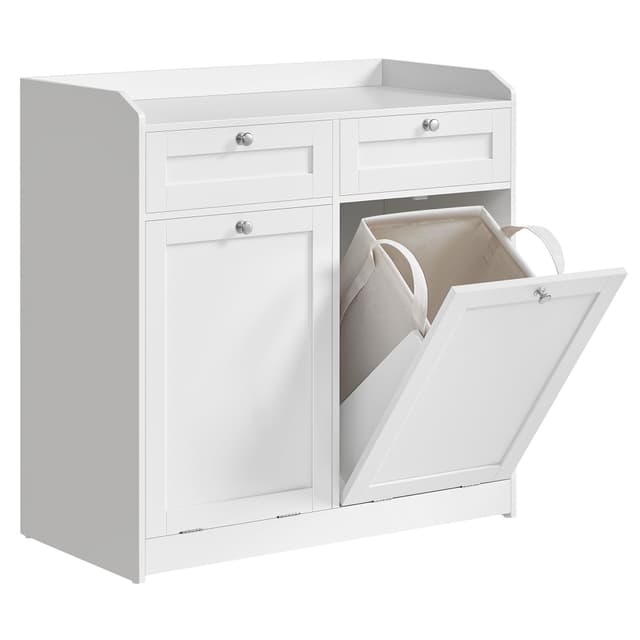 VASAGLE Badschrank mit Wäschekörbe, Wäscheschrank, Badezimmerschrank 🚿🧺