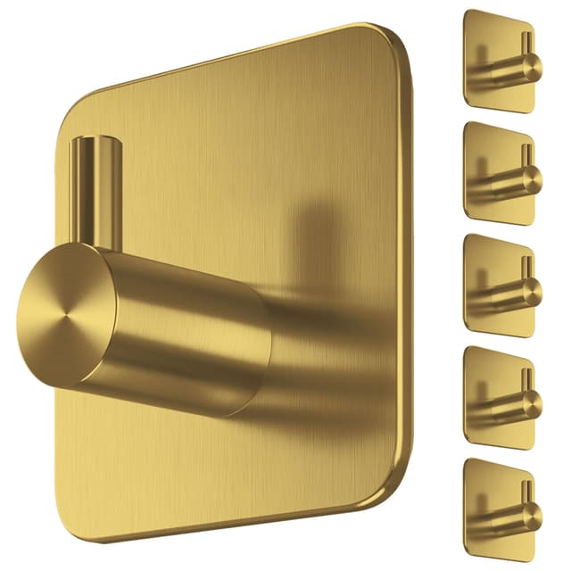 🌟 6er-Set Goldene Handtuchhalter ohne Bohren - Hochwertige Klassische Haken