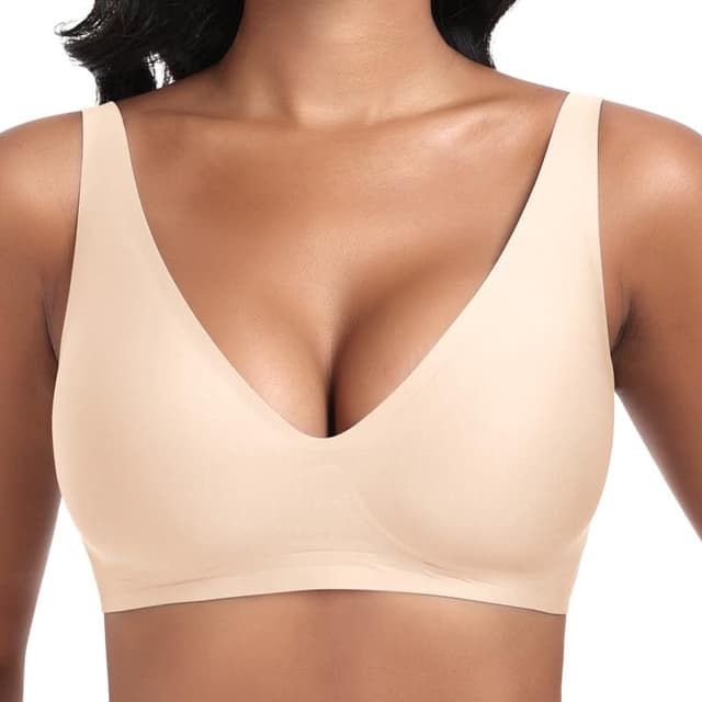 Jiuday Tiefer V Push Up BH ohne Bügel - Bequemer BH für Große Brüste