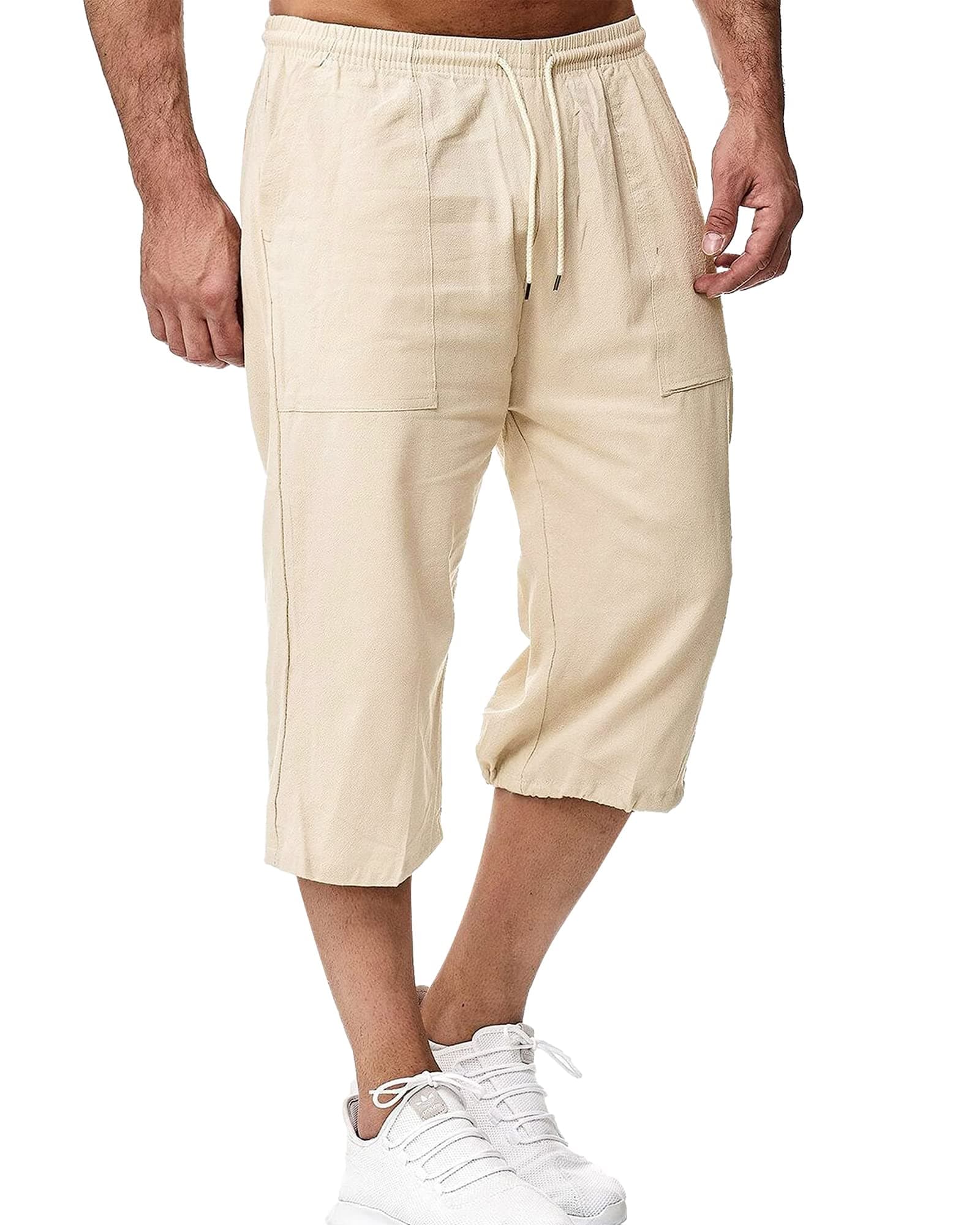 LVCBL Herren LeinenShorts 3/4 Länge Hosen Sommerhose ☀️👖
