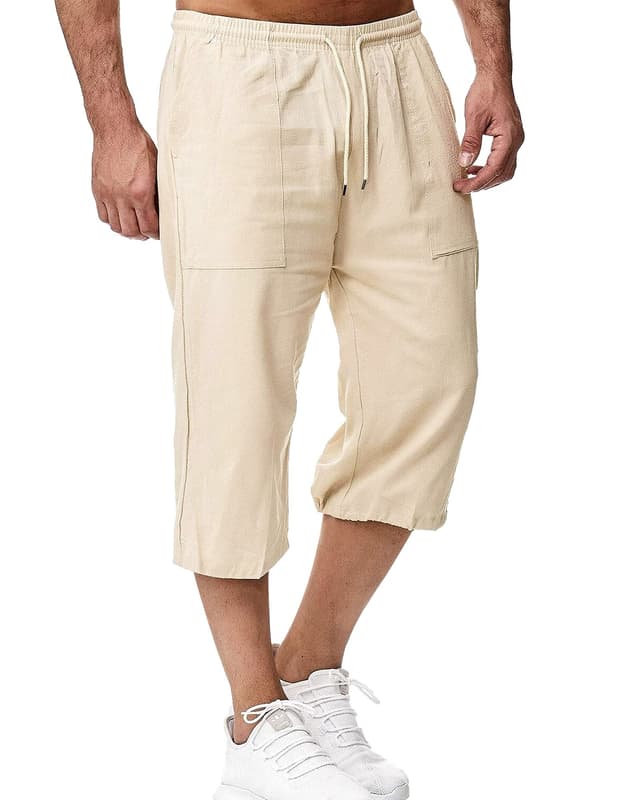 LVCBL Herren LeinenShorts 3/4 Länge Hosen Sommerhose ☀️👖