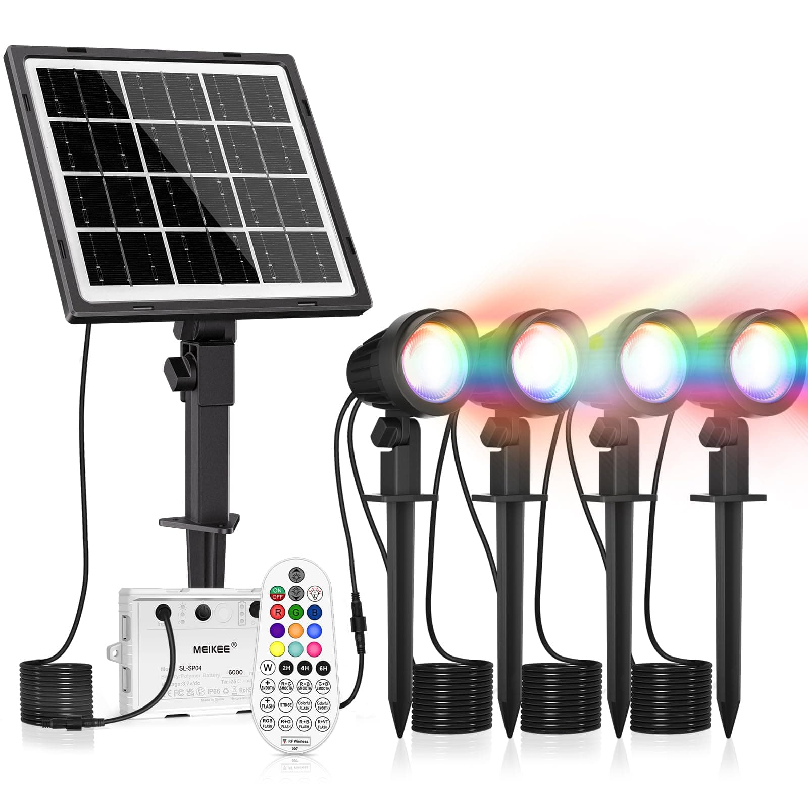 MEIKEE Solar Strahler RGB+Weiß Gartenbeleuchtung Solar 🌞🌳🌼