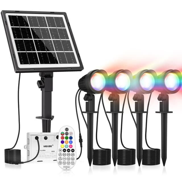 MEIKEE Solar Strahler RGB+Weiß Gartenbeleuchtung Solar 🌞🌳🌼
