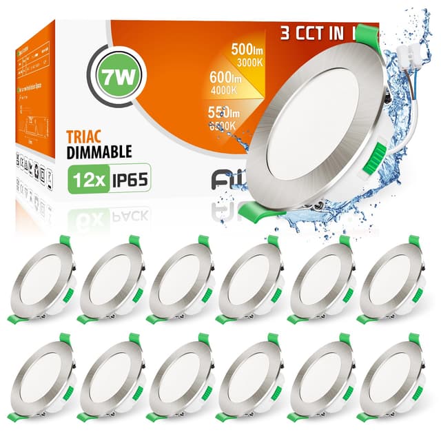 ALUSSO LED Einbaustrahler 230V Dimmbar Flach LED Spots 7W IP65 Deckenspots 68mm Warmweiß Neutralweiß Kaltweiß Einbauleuchten 12er Set