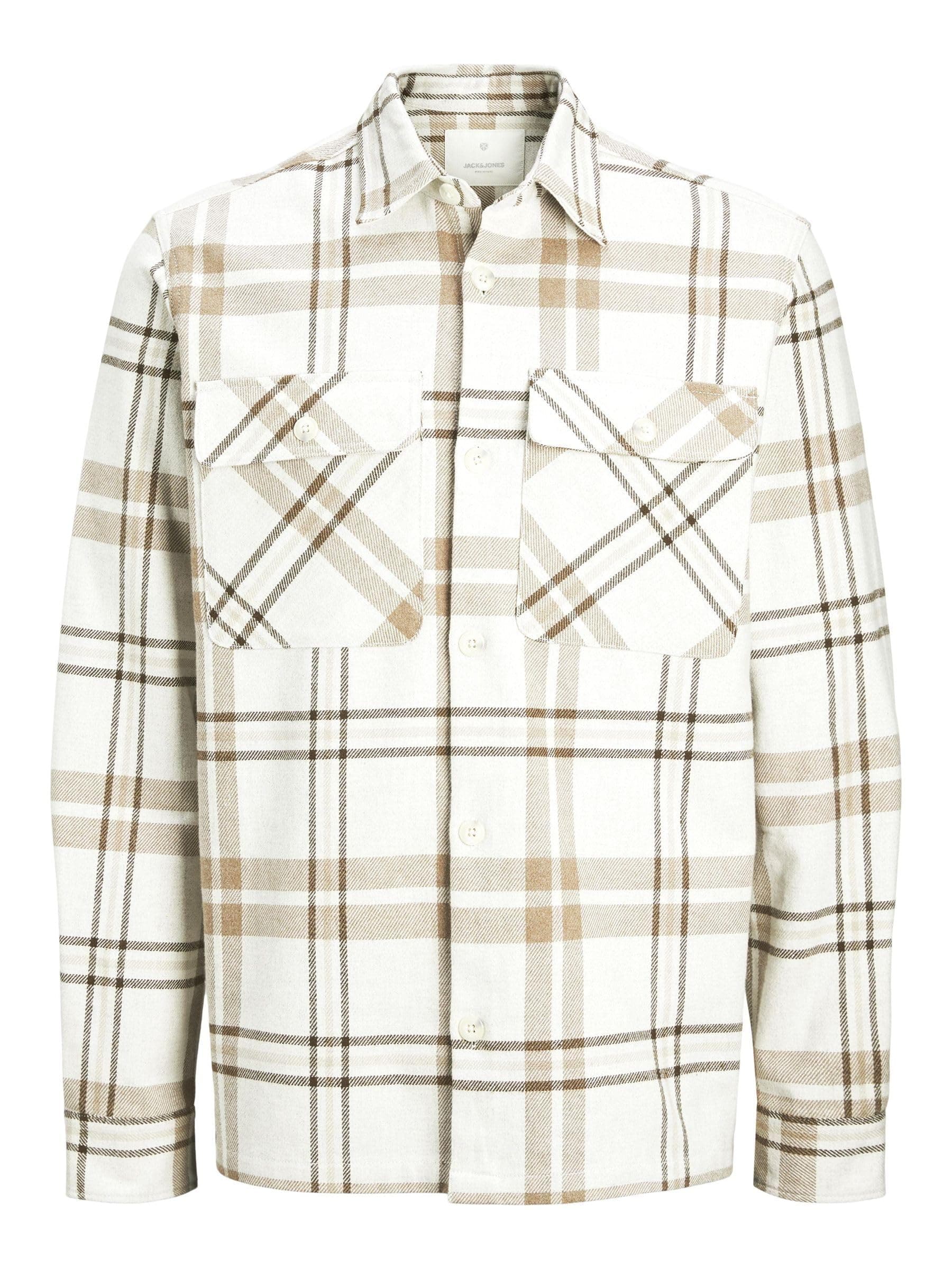 👕 JACK & JONES Herren Overshirt Comfort Fit Hemd L Cloud Dancer