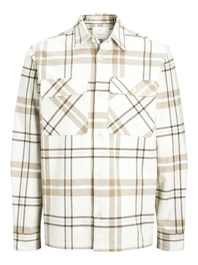 👕 JACK & JONES Herren Overshirt Comfort Fit Hemd L Cloud Dancer
