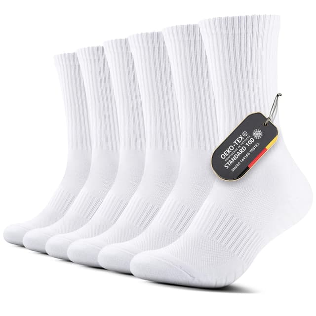 FALARY Sportsocken Wandersocken Herren Damen Tennissocken Socken Thermo Wintersocken Herrensocken Laufsocken 43-46 39-42 Trekkingsocken Gepolstert Atmungsaktiv Baumwolle 6 Paar 35-38 6x Weiß - Sonderangebot!
