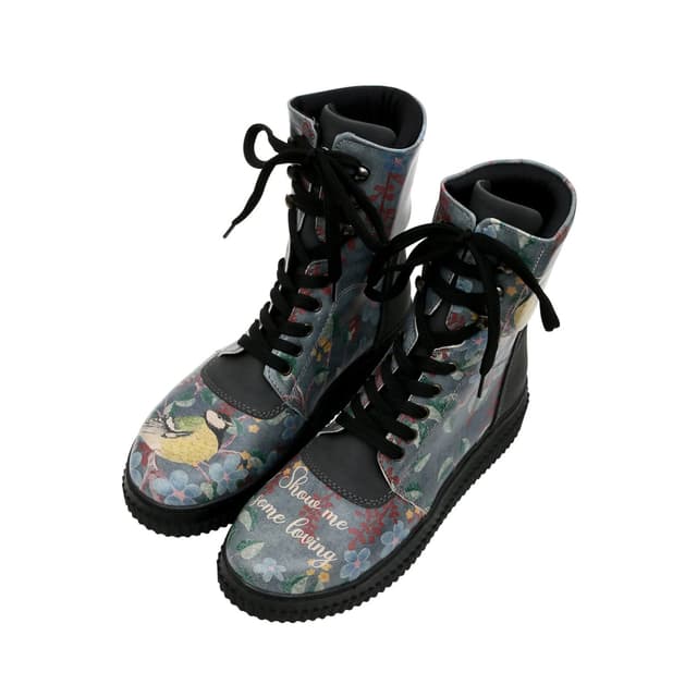 👢 DOGO Vegane Damen Future Boots Stiefeletten - Show Me Some Loving 36 EU Blau