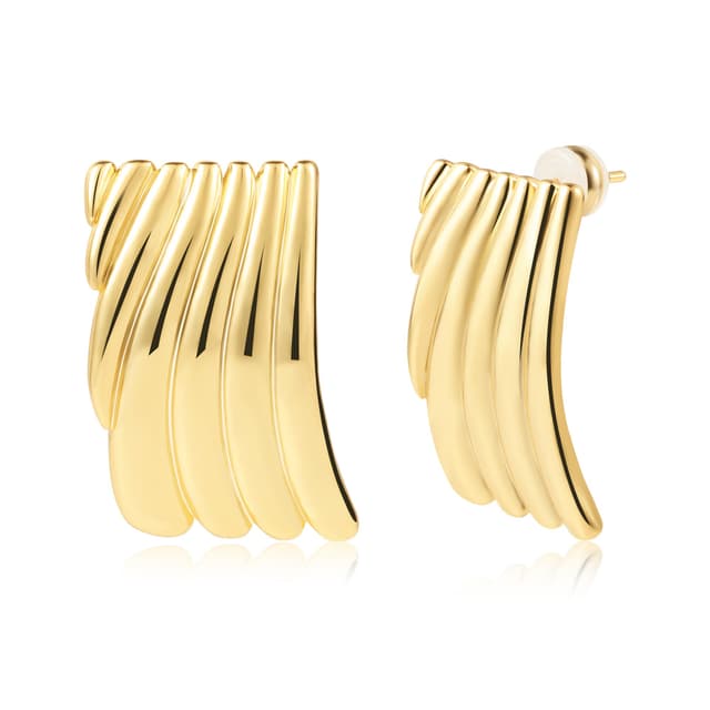 Goldene, gestreifte, rechteckige Ohrstecker für Damen - Angebot! 😍