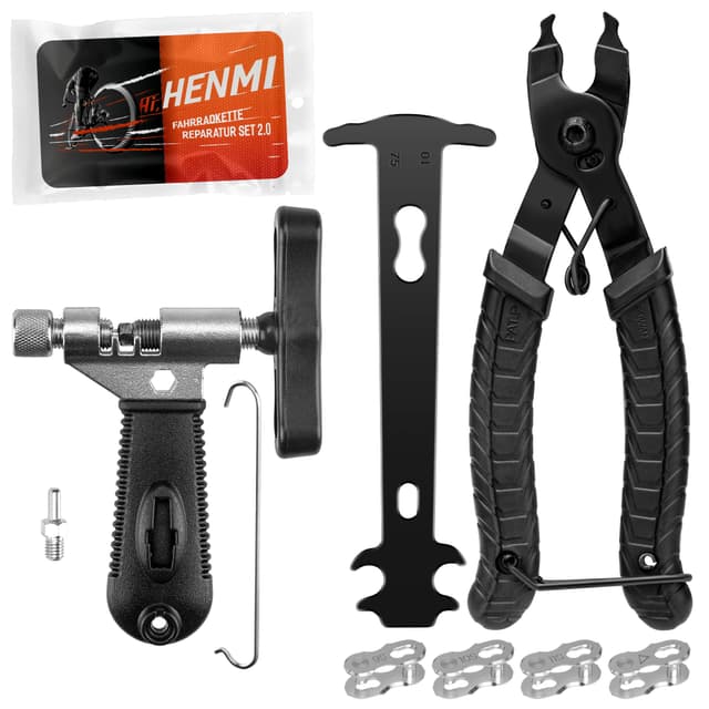 HENMI Kettennieter Fahrrad, Kettenzange, Kettenschloss Zange und 4 Paar Fahrradketten Nieten Fahrradkette Reparatur Set 2.0 🚴‍♂️