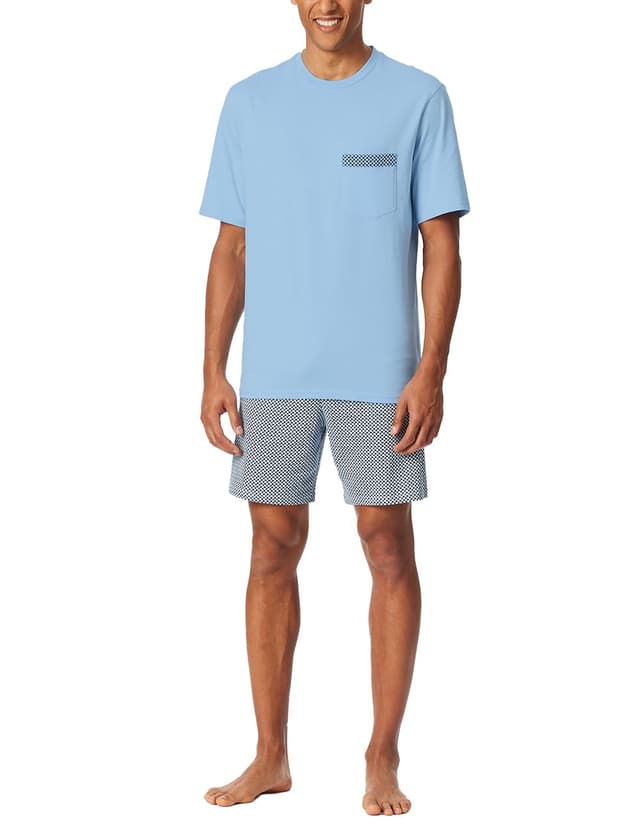🌙 Schiesser Herren Schlafanzug kurz Rundhals-Comfort Nightwear Pyjamaset 🌟