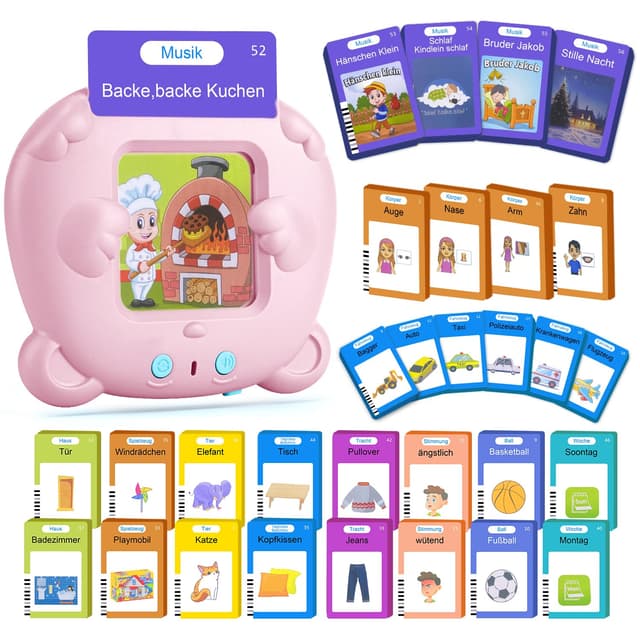 AHJ 510 Wörter Sprechende Lernkarten Deutsch 🌟 Flash Karten für Kinder 2-6 Jahre 🌈