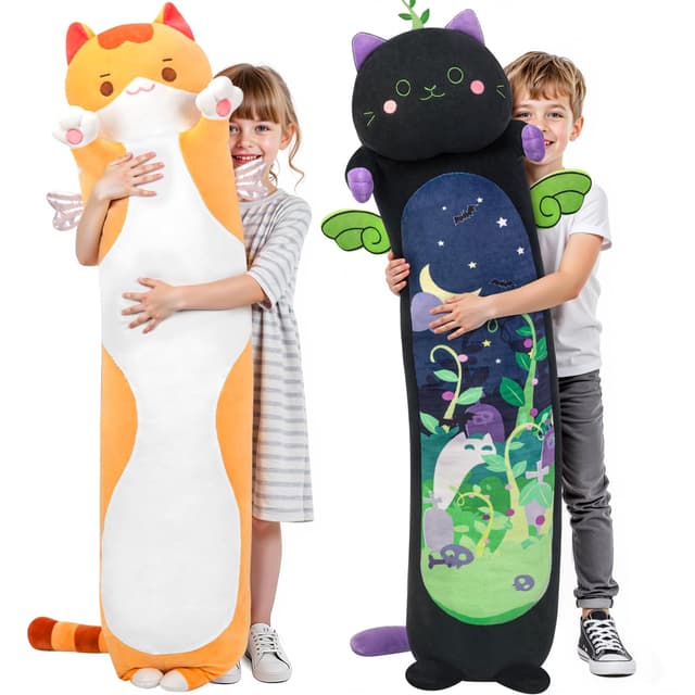 Mewaii Stofftiere Katzen Orange 70CM Plüsch Kissen Lang Kätzchen Plüschtier Angebot 🐱
