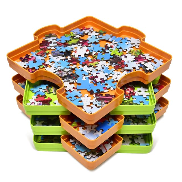 🧩🔵 Bullglesup Puzzle-Sortierschalen 6er-Pack - 1500 Teile - Aufbewahrung - Kunststoff 🟦