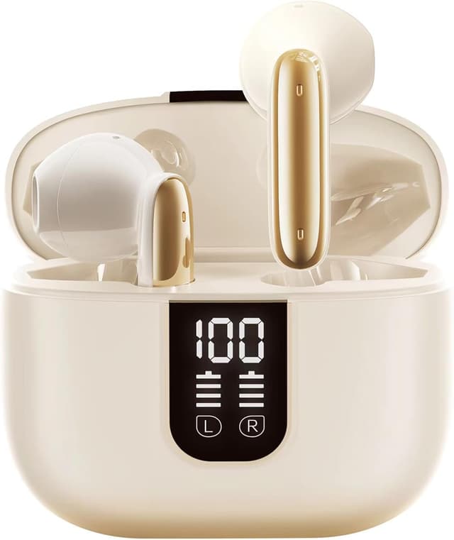 🎧 Kopfhörer Kabellos Bluetooth 5.4, In Ear Kopfhörer mit 6 Mic, ENC Noise Cancelling, 2025 Neue Earbuds Surround-Sound, Leicht/35 Std. Spielzeit/IP7 Wasserabweisend/LED-Anzeige - 21.39€