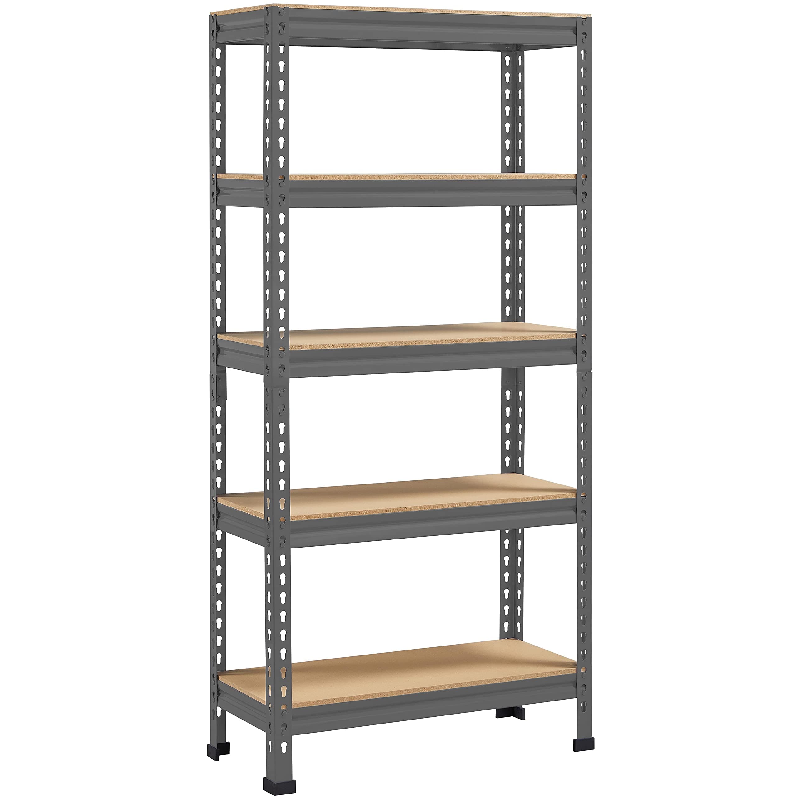 Yaheetech 5 Böden Eckregale, Lagerregale Metall, Schwerlastregale 750 KG belastbar, Kellerregal, Steckregal, Regalsystem, 70 x 30 x 150 cm/Dunkelgrau