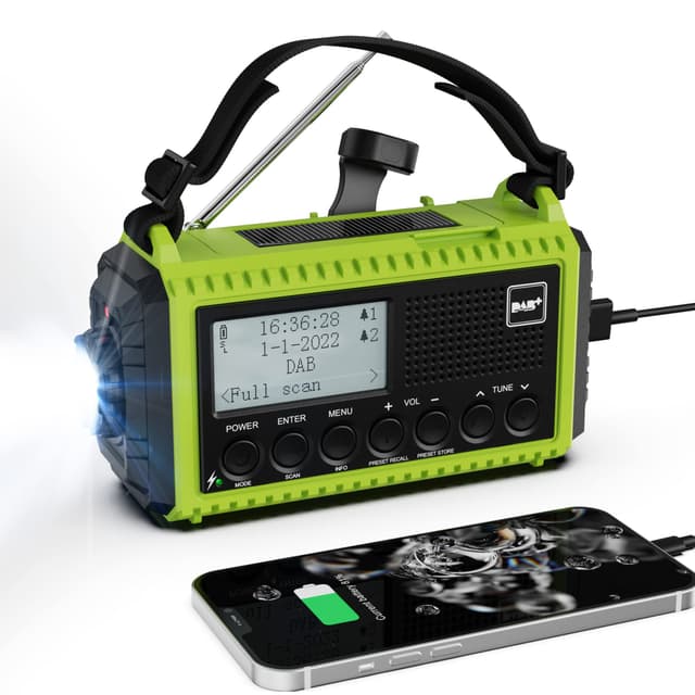 Handkurbelradio DAB Baustellenradio mit 5000mAh Akku - Camping Notfallausrüstung 📻🔋💡⛑❤