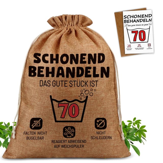TUZELIYA Witzige 70. Geburtstag Geschenkbeutel mit 70 Geburtstagskarte
