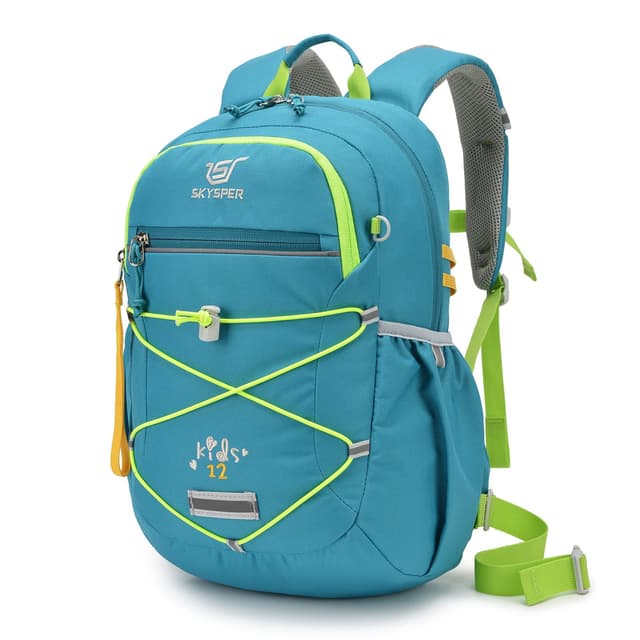 🎒 SKYSPER Kinderrucksack Wandern Jungen Mädchen | Komfortabler Kinder Wanderrucksack 12L Grün 🌿