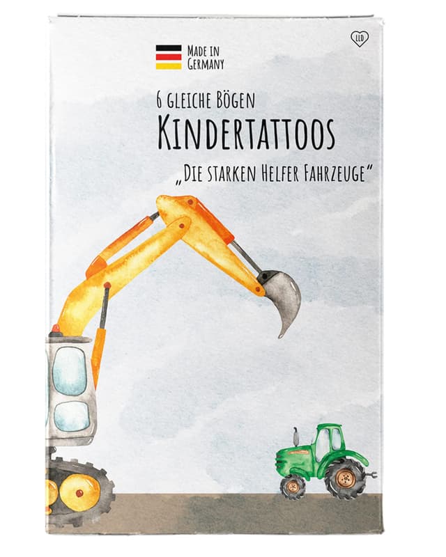 😍 Lila liebt dich® 6 Bögen Kinder Tattoo 'Die starken Helfer Fahrzeuge' 😍