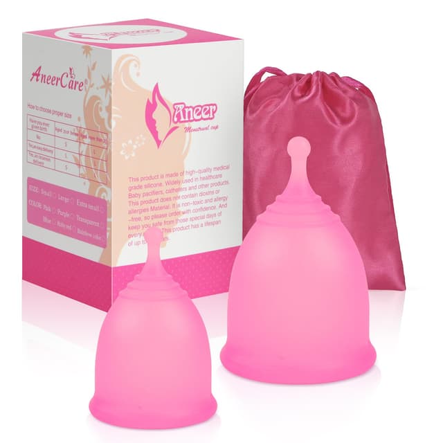 ACWOO Menstruationstasse, Menstrual Cup Medizinisches Silikon, Mestruationscup Periodentasse, Period Merula Cup 2 Größe für Normale Oder Starke Blutung（Rosa） S+L Rosa 🌸