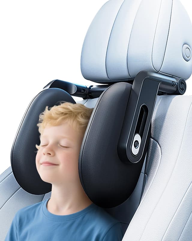 🚗👦👧 Kopfstütze Auto Kinder 2025 Upgrade 360° Drehbare Reise Kopfstütze Schwarz