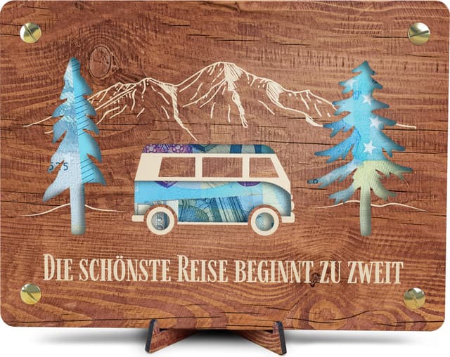 XL Geldgeschenk aus Holz inkl. Ständer 💌🌳📝🎁♻️