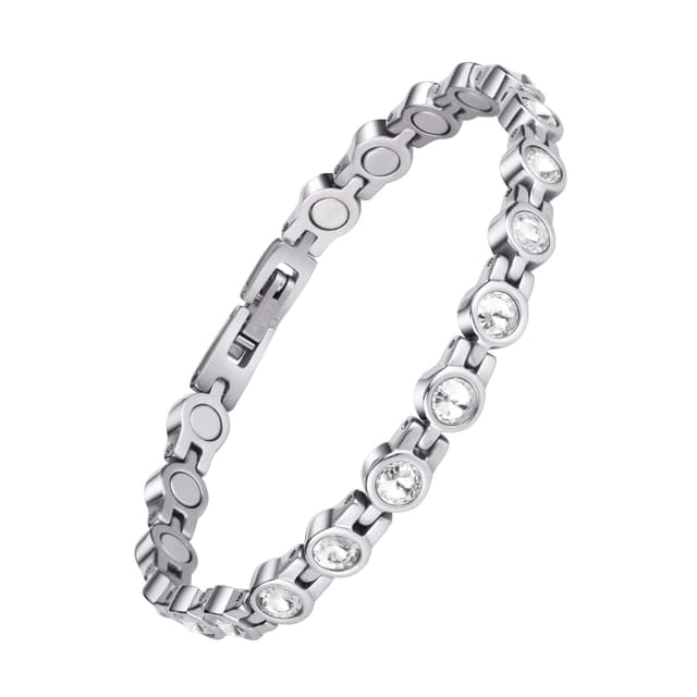 JEROOT Magnetarmband für Damen mit weißem Zirkonia und 3500 Gauss Magnetfeldtherapie ⚡️