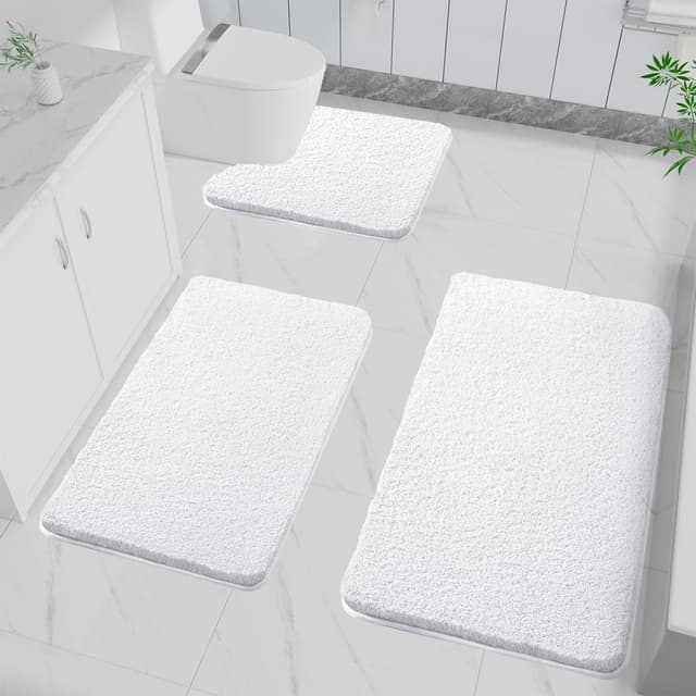 🛁 LUOJINYI 3 Stk. Weiche rutschfeste Badematte - Hochflor-Mikrofasermatte für Badezimmer 🚿
