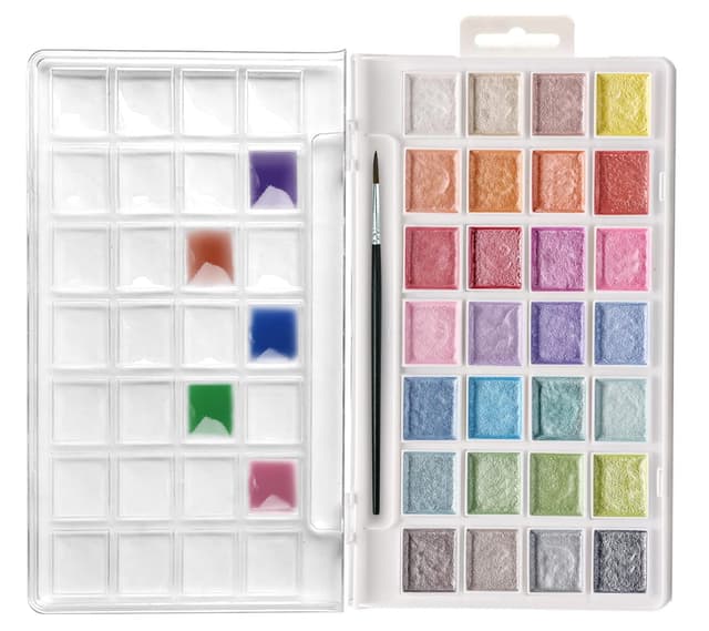 Artecho Metallic Aquarellfarben 28 Farben mit Pinsel 🎨🖌️