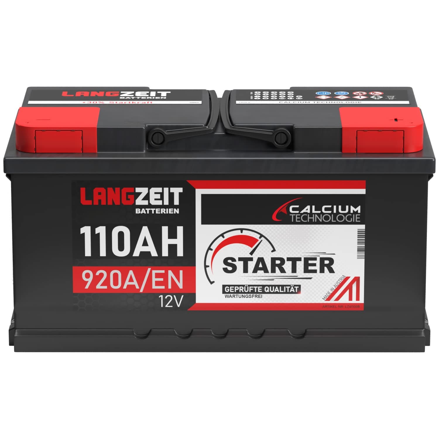 🔋 LANGZEIT Autobatterie 12V 110AH 920A/EN Starterbatterie +30% mehr Leistung 🚗💪
