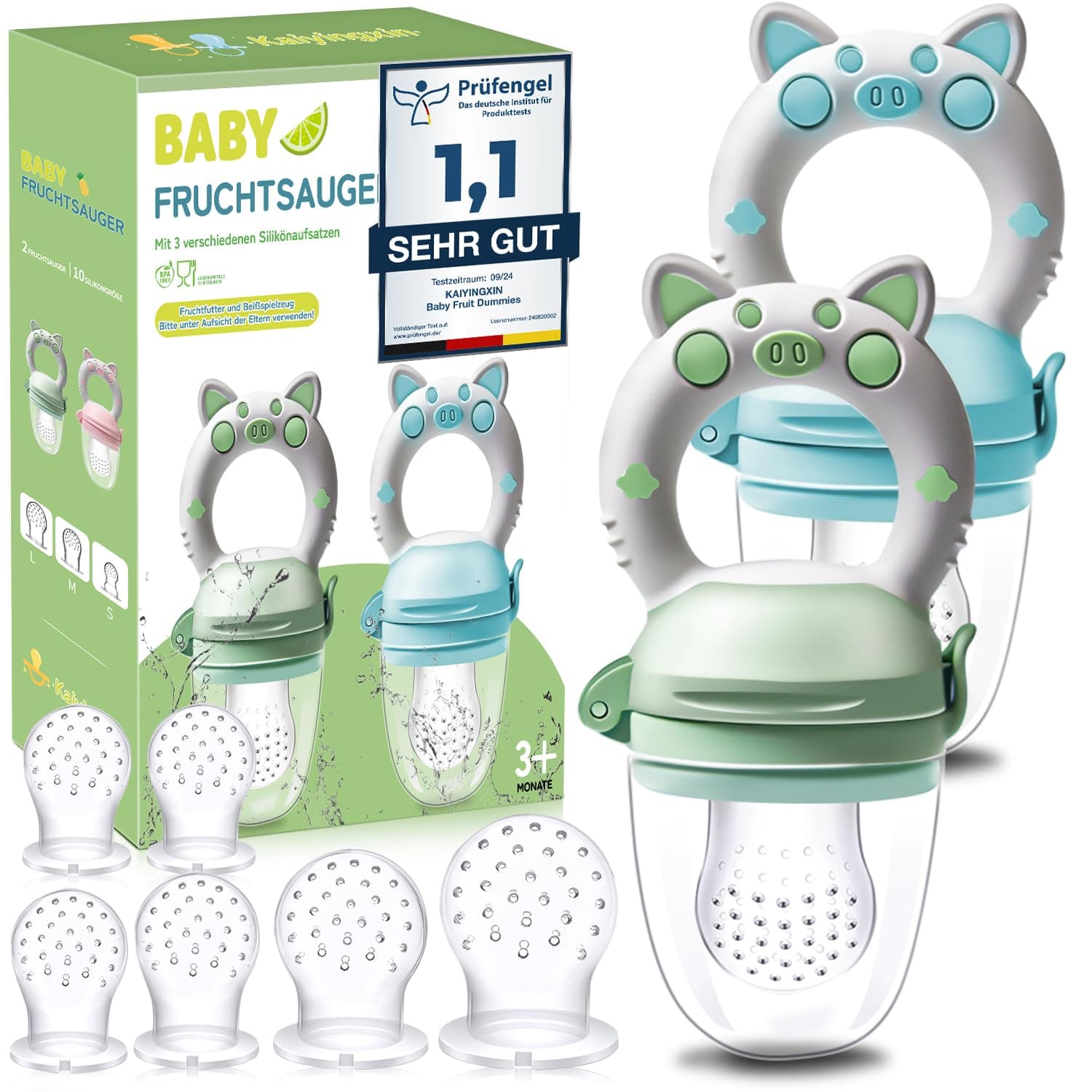 👶🍏🍌 Fruchtsauger Baby, 2 Stück Obstschnuller für Babys ab 3 Monate 🍏🍌👶