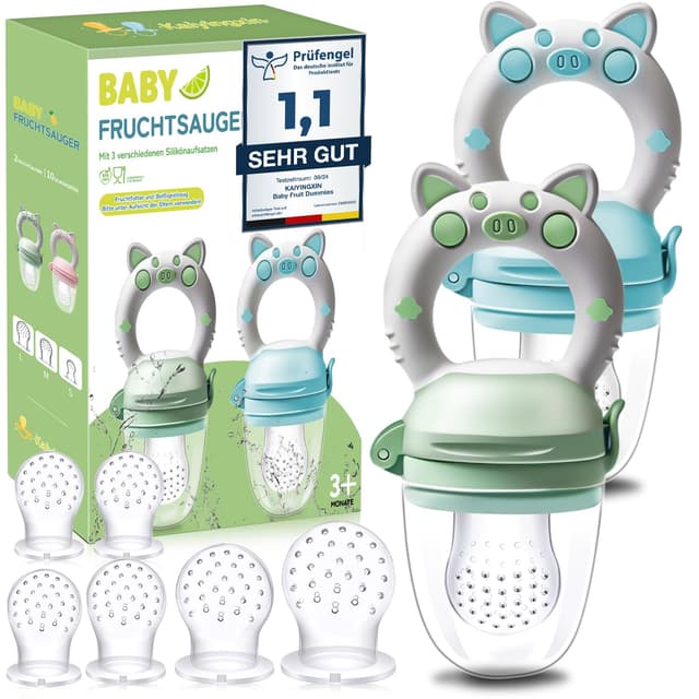👶🍏🍌 Fruchtsauger Baby, 2 Stück Obstschnuller für Babys ab 3 Monate 🍏🍌👶