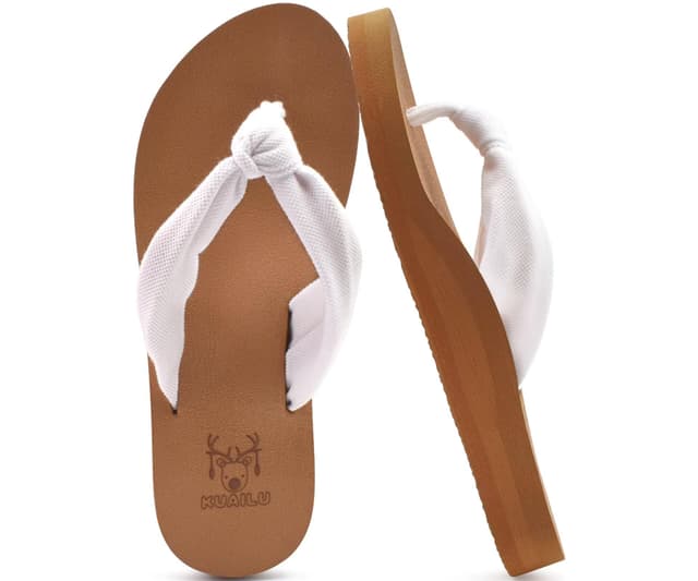 KuaiLu Flip Flops Damen Stoff Weich Yoga Matte Sandalen Leicht Badelatschen Bequeme Anpassungsfähige Sommer Strand Zehentrenner 38 EU Light Khaki 🌞👣