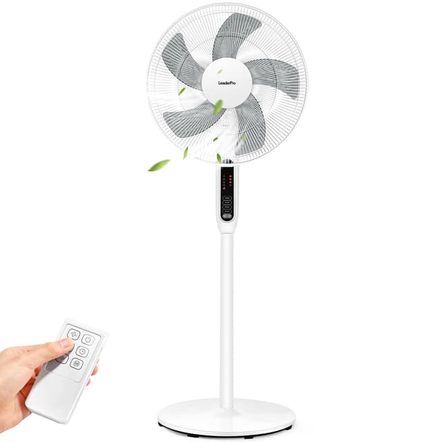 🌀🌬️ Standventilator Leise, 85° Schwenk Ventilator mit Fernbedienung, 3 Geschwindigkeitsstufen, 3 Modi, LED Anzeige, 7H Timer, 45W Kraftvoller Fs40 Weiß 🌪️💨