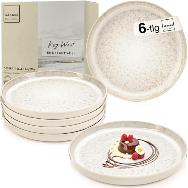 Sänger Key West Dessertteller 6 teilig Steingut Teller Set 6 Personen