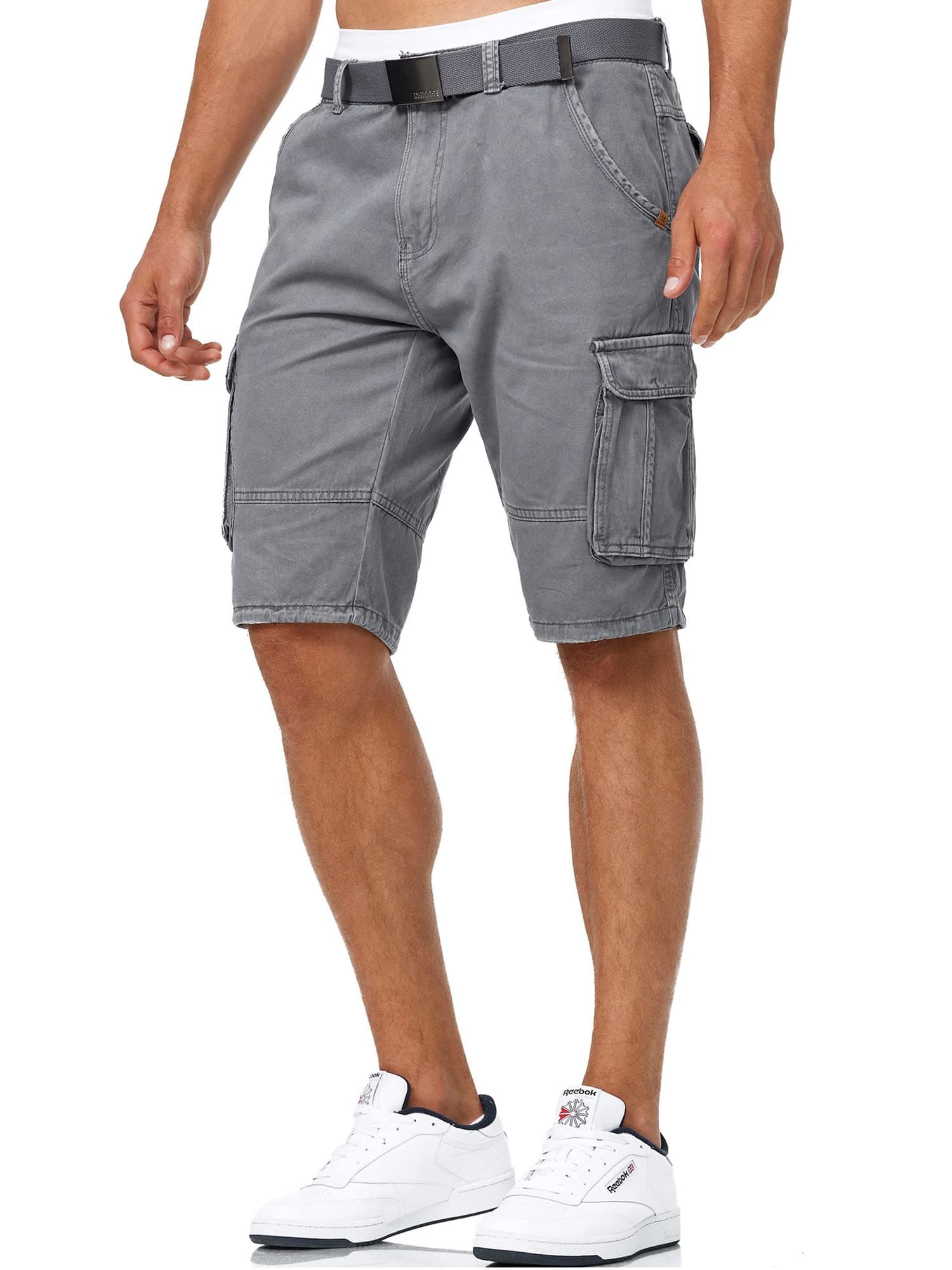 Indicode Herren Monroe Camouflage Cargo-Shorts inkl. Gürtel | Bermuda Männer Sommerhose XL 😎🌴
