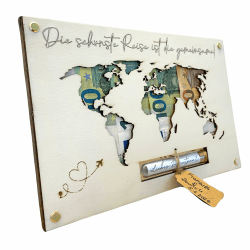 🌍🎁 Geldgeschenk Hochzeit Weltkarte aus Holz 🌳 | Einzigartiges Hochzeitsgeschenk für Brautpaar 💑 | Paargeschenk 🎉 | Hochzeits-Geldgeschenk 💰 | Flitterwochen-Geschenk 🏝️ | Personalisierbar im Reagenzglas Angebot bei HelloDeals
