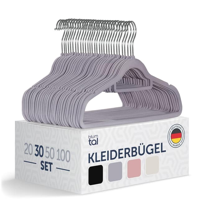 Blumtal Kleiderbügel 30 Stück - Platzsparend und Rutschfest 🌟