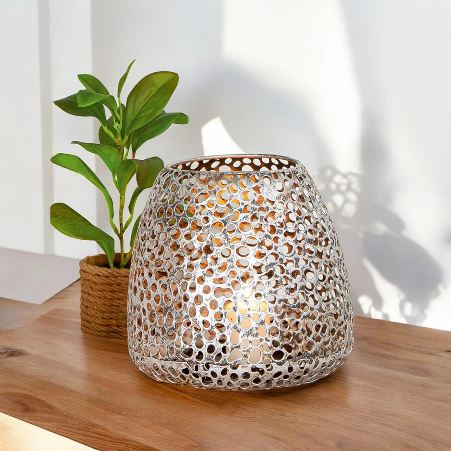 GILDE Windlicht Metall Chico - Tischdeko in Silber antikfinish ⭐